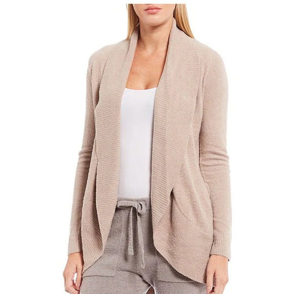 Barefoot Dreams CozyChic Lite Circle Lounge Cardigan Taupe Size Medium - Picture 1 of 11